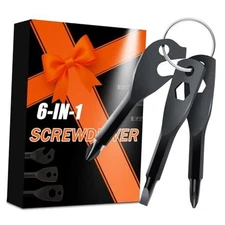 Stocking Stuffers for Men Adults, 6-in-1 Keychain Screwdriver Bit with 