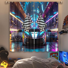 Kids Curtains for Boys Bedroom 42Wx63H Inch Rod Pocket Kid Cool Racing Car Moder