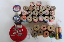 Vintage (33) Silk Sewing Spool Thread Lot, Monarch, Clark's, J & P Coats, Etc.