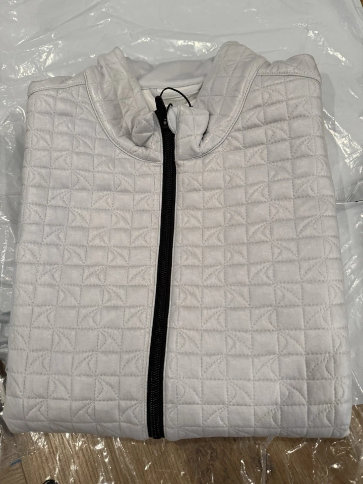 Chaleco de Golf Greg Norman Tejido Climático Cremallera Completa Forrado Rendimiento Tejido Talla L Gris Cielo  Foto 2 de 4