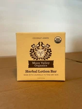 Moon Valley Organics Herbal Lotion Bar Coconut Lemon 1.9 oz