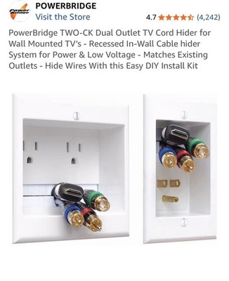PowerBridge TWO-CK Dual Power Recessed In-Wall Cable Management System 