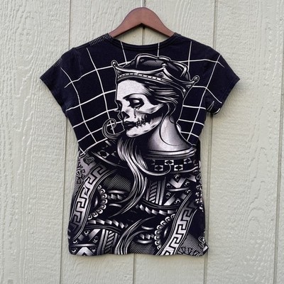 Untouchable Collection T-shirt Womens M Black La Reina the Queen AOP Grunge Witc