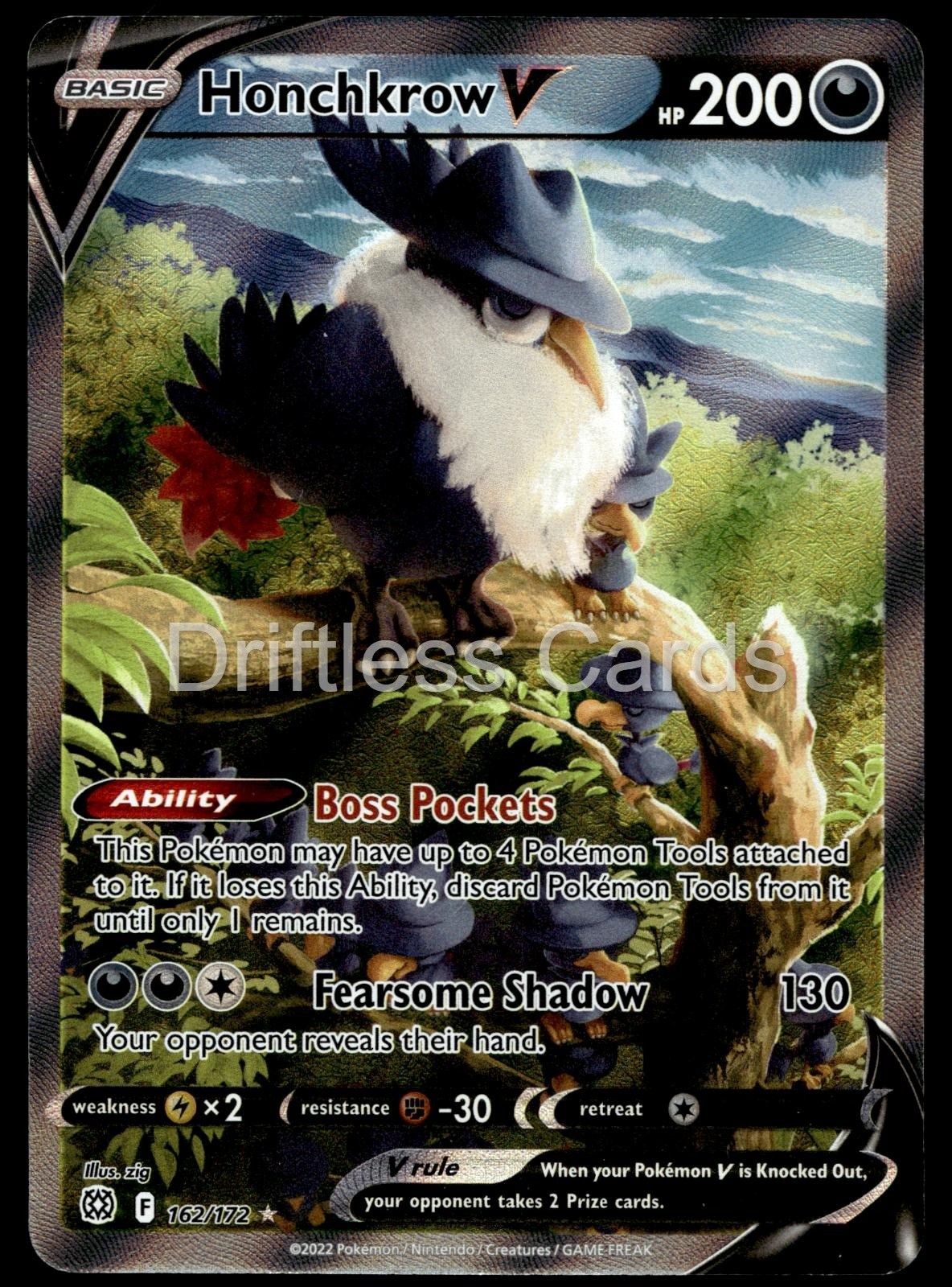Honchkrow V 162/172 Ultra Rare Brilliant Stars Pokemon Holo NM/M