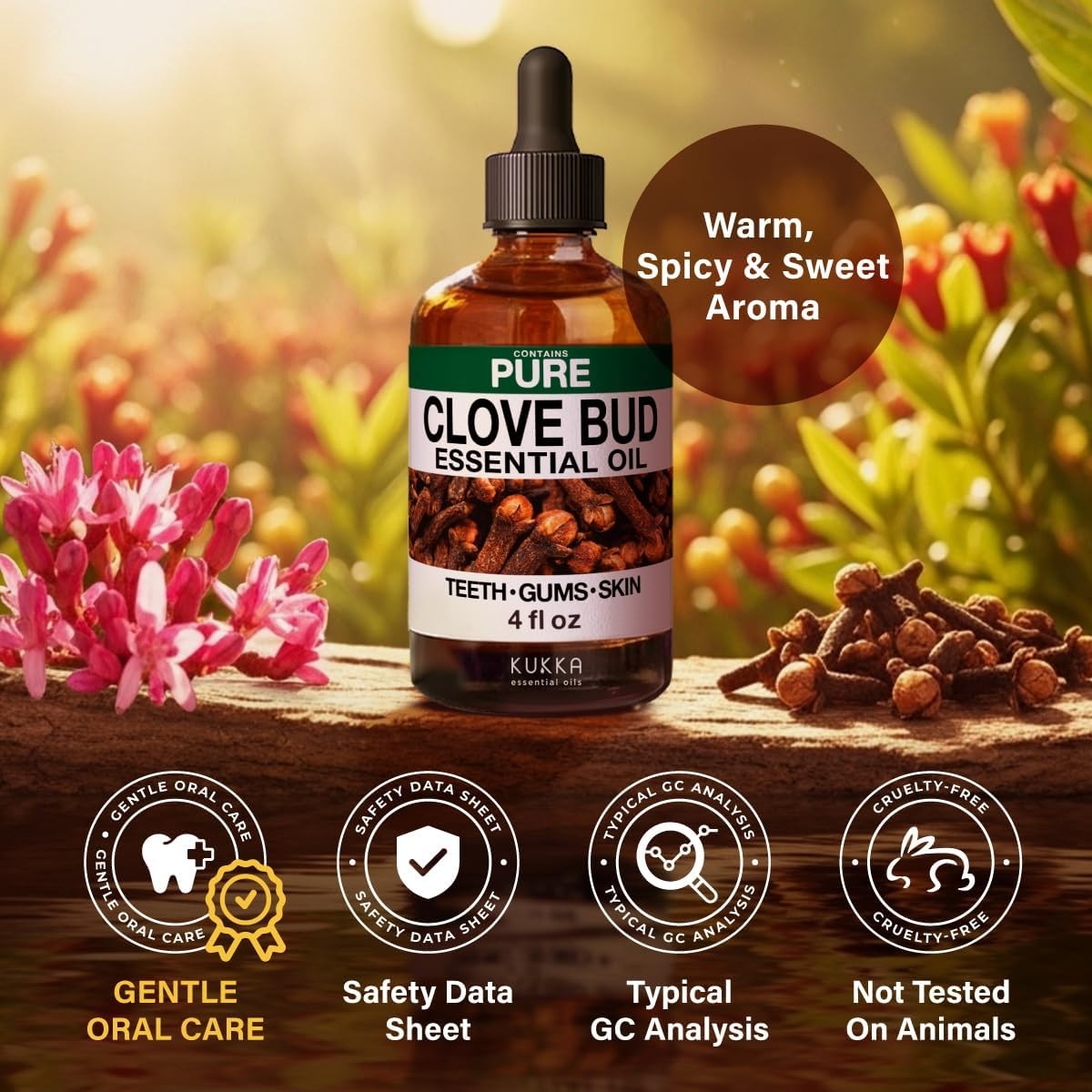 KUKKA Clove Essential Oils - 4 Fl Oz - for Hair, Skin, Diffuser, Aromatherapy &  thumbnail 7