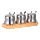  1 Set Gewürzbox mit Holztablett, Gewürzglas aus Edelstahl mit Deckel und