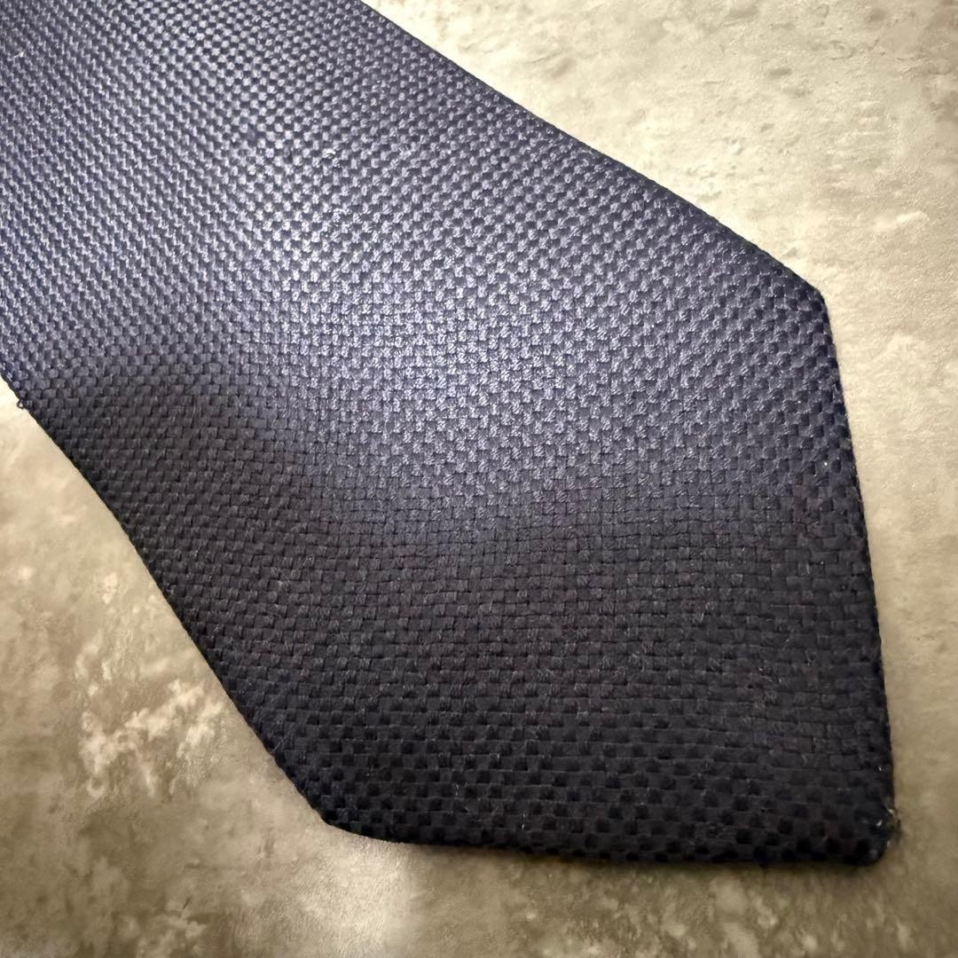 HERMES Necktie Navy Solid Plain Thick - image 4