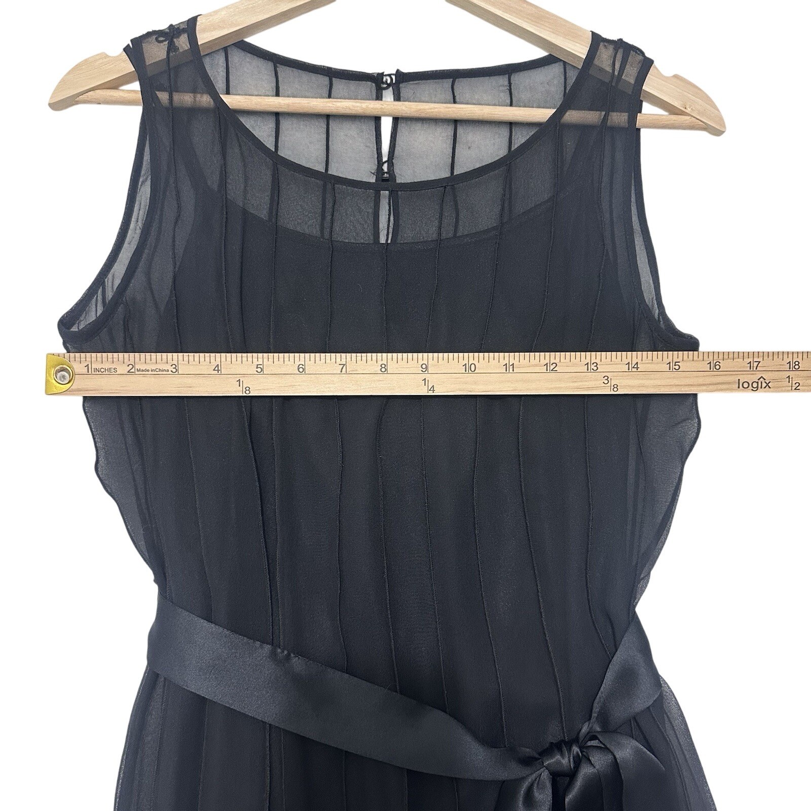 Calvin Klein VTG Y2K 2000s Sz 2 Silk Chiffon Sleeveless Black Dress Rachel Green thumbnail 4