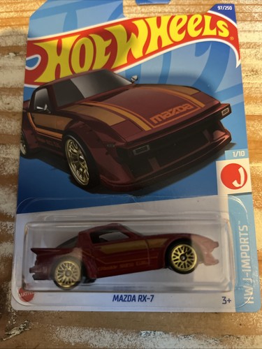 Tarjeta larga Hot Wheels Mazda RX-7 1:64 Mattel Diecast (Borgoña) - Imagen 2 de 2