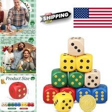 Wooden Dice Set 10 Pcs 30mm Large Jumbo Six Sided Dice for Board Games