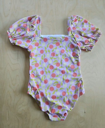 NWT HANNA ANDERSSON PUFF SLEEVE O/P SWIMSUIT CITRUS SUNSHINE TEA ROSE 130 8 $48 - Picture 3 of 8