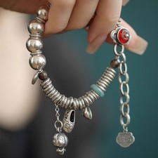 Chinese Style Gourd Bead Bracelet Double Happiness Vintage Jewelry For Women