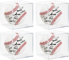 Baseball Display Case 4 Pack UV Protected Acrylic Square Baseball Holder Clear