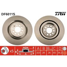 2x TRW DF6011S Bremsscheibe für SEAT LEON 1M1 Bremsscheiben