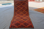 3x6 Vintage Afghan Maimana Kilim Runner - Tribal Wool Flatweave Carpet.