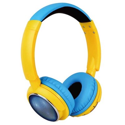 Contixo KB300BLYW Kids Headphones [blue/yellow] Over Ear Wireless Btooth Led Vol