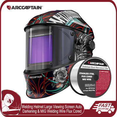 ARCCAPTAIN Welding Helmet Auto Darkening Large Viewing Arc Tig & Flux Cored Wire