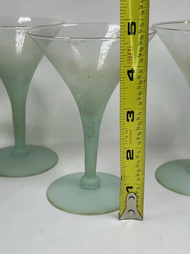 RARE Vintage Set of 4 Blendo Ombre Turquoise Aqua Blue Martini Glasses 4.75" - Picture 19 of 24