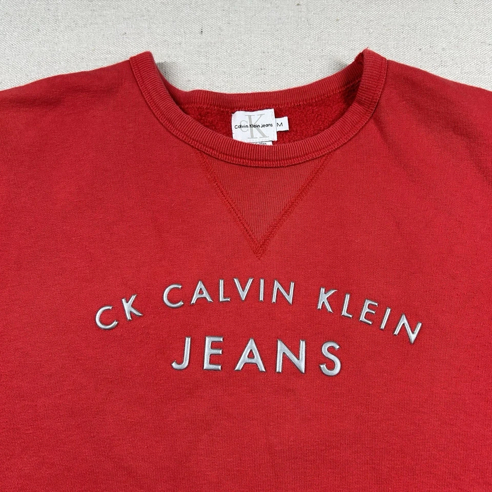 Sudadera De Colección Calvin Klein Para Mujer M Años 90 Deletrea Clásica Cuello Redondo Y2K Foto 3 de 4