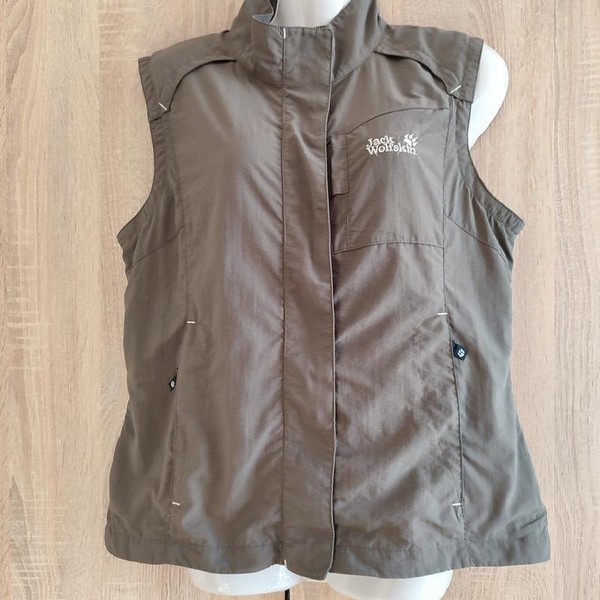 Women Jack Wolfskin Vest Khaki Nylon 36 / S / 44