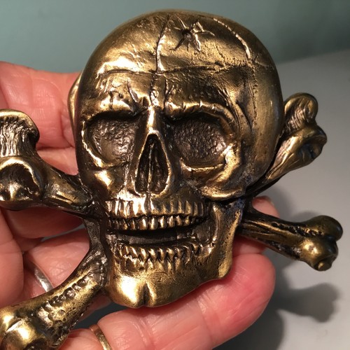 Vintage Pewter belt Buckle Skull Crossbones Bikers Great American Buckle Co 1981 - Picture 9 of 10