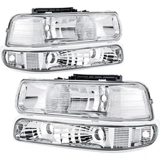 Clear Headlights For 1999-2002 Chevy Silverado 2000-2006 Tahoe Suburban 1500