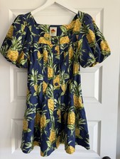Farm Rio Navy Blue Delicate Pineapple Lenzing™ Ecovero™ Euroflex Mini Dress S
