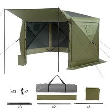 Uimoso 6-seitiges Pop-up-Pavillon-Zelt 3x3x2,2m für 6-8 Personen Camping Grün