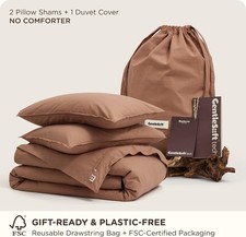 Bedsure 100 Cotton Duvet Cover Queen, Slub Weave Linen Like, Mocha Mousse Pink