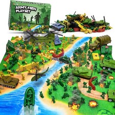 Army Men Playset with Plastic Army Men Action Figures, Military Toys with Mat...