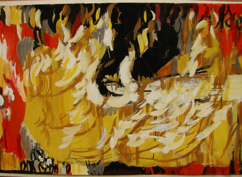 Pintura soviética ucraniana simbolismo de vanguardia figura abstracta sirena Mavka Foto 2 de 4