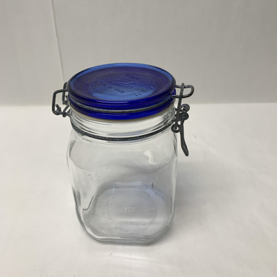 Cobalt Lid Bormioli Rocco Fido Jar Glass Canister Mason 1L Made in Italy