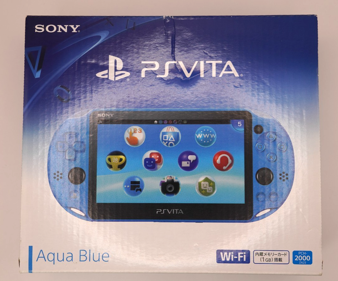 GOOD】PS Vita 2000 Blue Console 8GB Memory Card 4 Games Charger