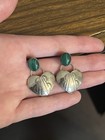 Authentic Sterling Silver S. Skeets Malachite Heart Earrings Southwestern Navajo — photo 8