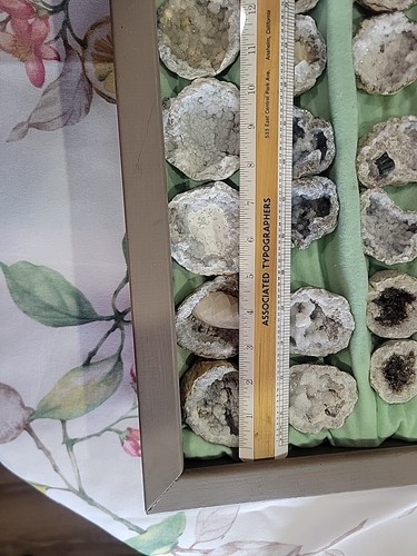 32 GEODE NATURAL GEODES STONE UNDER GLASS 22x13 SHADOW BOX WALL ART UTTERMOST - Picture 7 of 17
