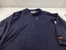 Wrangler Riggs Fr Shirt Mens Large Blue Henley Workwear Welder HRC2