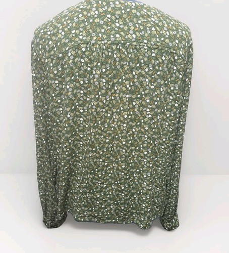 Garnet Hill Green Floral V-Neck Button Down Blouse Cottage Core Women's Size 16 - Picture 3 of 5