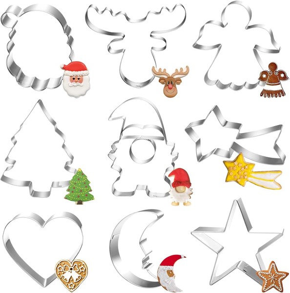 Ausstechformen Weihnachten 9 StüCk Edelstahl PläTzchen Ausstecher Set-image