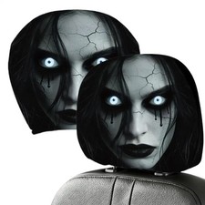 2-Piece Halloween Scary Car Headrest Cover Decor Trendy Funny Car Seat Headres