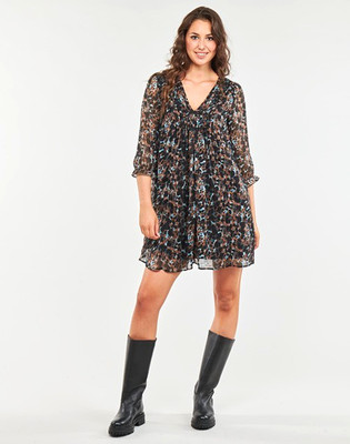 Freeman T. Porter Damen Tunikakleid L schwarz/gelb/weiß Punkte Chiffon gefüttert