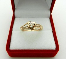 1Ct Lab Created VVS1/D Diamond Heart Shape Promise Ring 14K Yellow Gold Finish