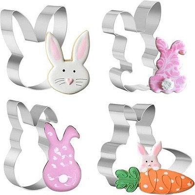 TRIXES Ostern 4-teiliges Häschen Ausstecher Set - Themenkekse, Teig & Kuchen 