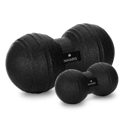 2x Peanut Duo Massageball 2 Größen Selbstmassage Duoball Set Schwarz Schwarz