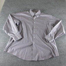 Brooks Brothers Shirt Mens 18 36/37 Purple Check Non Iron Long Sleeve Dress