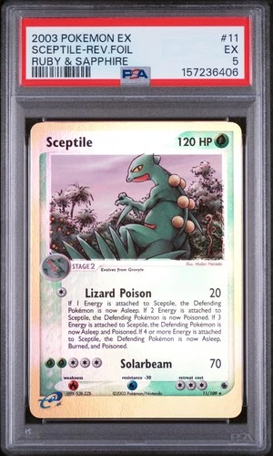 2003 POKEMON EX RUBY & SAPPHIRE #11 SCEPTILE-REVERSE FOIL PSA 5