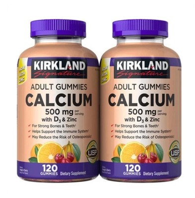 Kirkland Signature Calcium 500 Mg with D3 & Zinc, 240 Adult Gummies