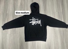 Stussy OG White Logo Black Hoodie Size Medium