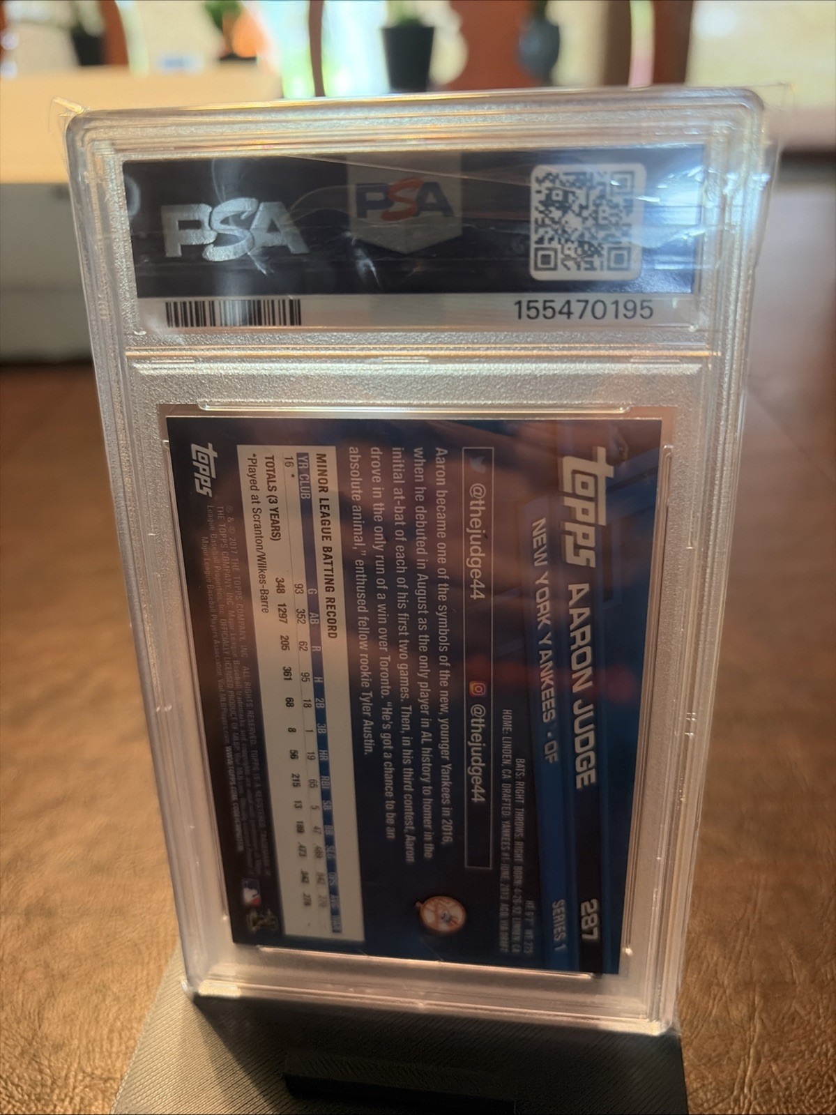 2017 Topps Aaron Judge Rookie RC #287 PSA Gem Mint 10 💎 New York Yankees MVP view 3