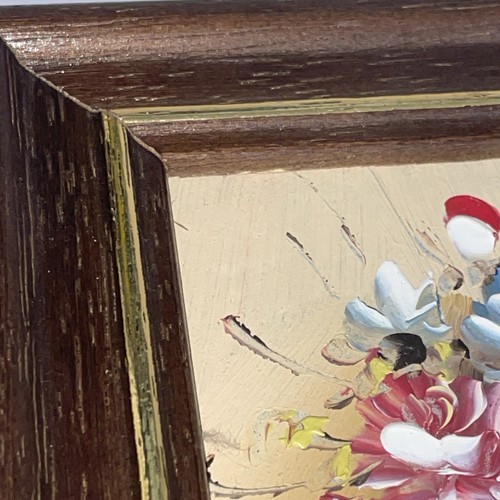 Ramo miniatura vintage enmarcado de madera sin atribuir naturaleza muerta floral 11,2 cm - Imagen 8 de 10