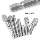 8x Socket Adapter Set Hex Shank to 1/4" 3/8" 1/2" Impact Driver Drill Bits Bar